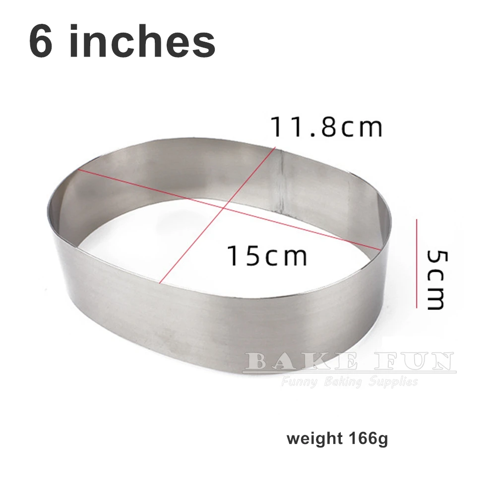 5cm Height 6 8 10 Inches Oval Shape 304 Stainless Steel Cheesecake Mold 1.2mm Thickness Mousse Cake Ring DIY Baking Accessories