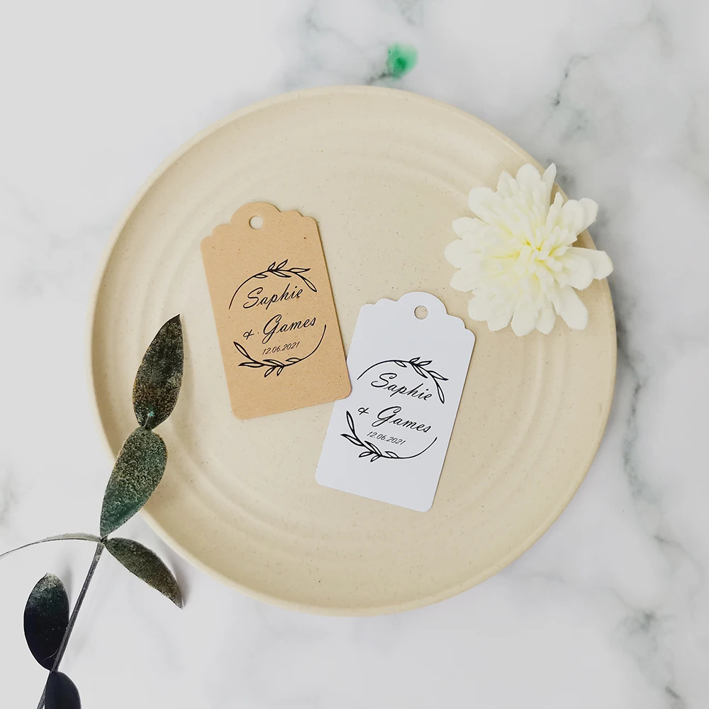 

JD33-100 Pcs 35x62mm Wedding Decoration Labels Customized With Own Logo Hang Tags For Handmade Items Box Gift Key Candy Wedding