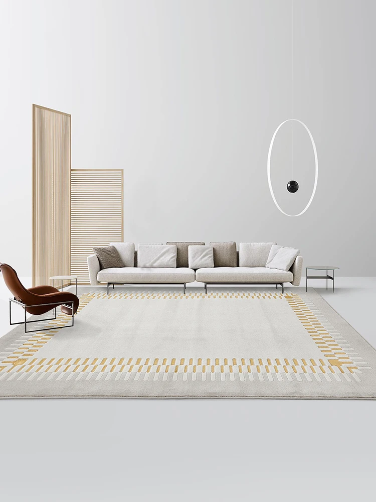 Light Luxury Villa Living Room Carpet Gold Linen Europe Large Bedroom Home Carpet Sofa Tea Table Anti-skid Floor Mat Nordic Rug