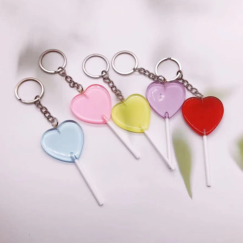 Imitation Cute Candy Lollipop Keychain Heart Star Lifelike Lolly Car Keyring Girl Bag Pendant Jewelry Student Lover Holiday Gift