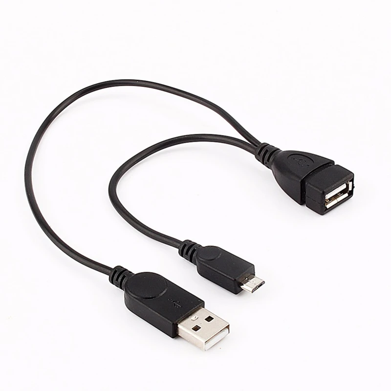 25cm Micro USB 2.0 5-pin host OTG cable with external USB power supply for mobile phone tablet computer U disk mobile hard disk