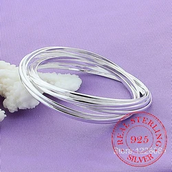 100% 925 Sterling Silver Bangles Jewelry Multi Layer Circles Bangles & Bracelets For Women Srebrna Bransoletka Pulsera De Plata