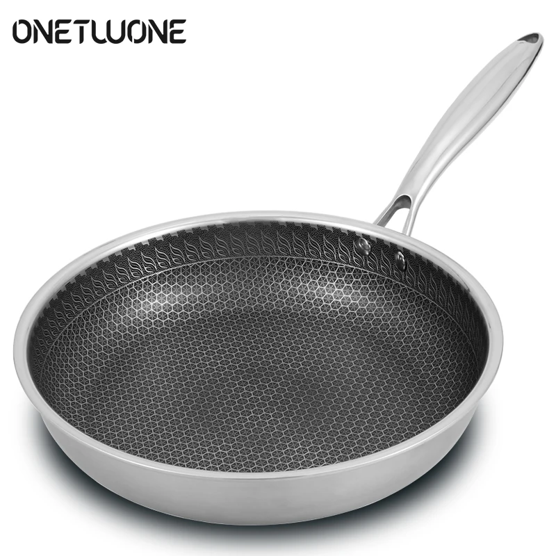 

Non-stick Pan 304 Stainless Steel Pan Omelette Steak Frying Pancake Pan Induction Cooker Gas Stove Universal