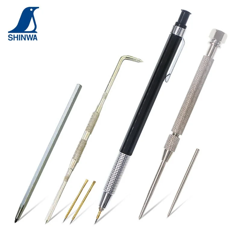 

SHINWA Penguin Scriber Pen Scribing Needle Super Hard Steel Tip Marking Engraving Lettering Tools For Metal Wood Stone 1PCS