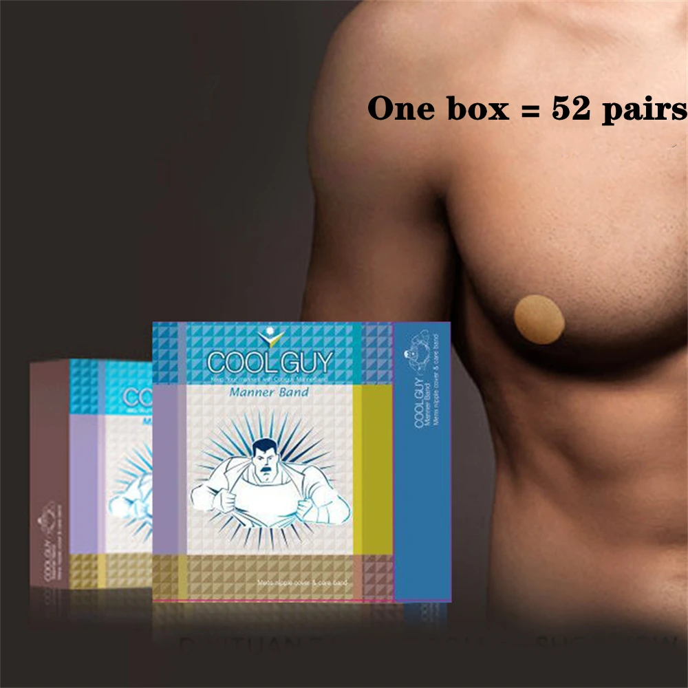 

52Pairs/Box Men's Invisible Nipple Sticker Anti-convex Ultra-thin Breathable Chest Sticker Sports Running Marathon Breast Patch