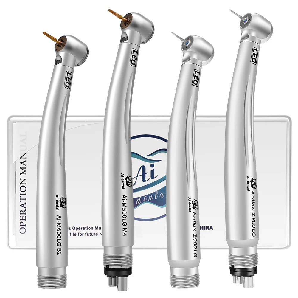 Dental  LED E-Generator Air Turbine Handpiece Four Water Spray With Ceramic Rotor  High Speed Drill Connect 2/4/6 Hole Chair