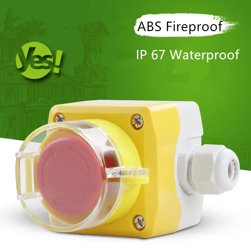 

Elevator Lift Emergency STOP Push Button Switch Box Rain proof IP67 Mushroom Security 22mm Switch LA38-11ZS