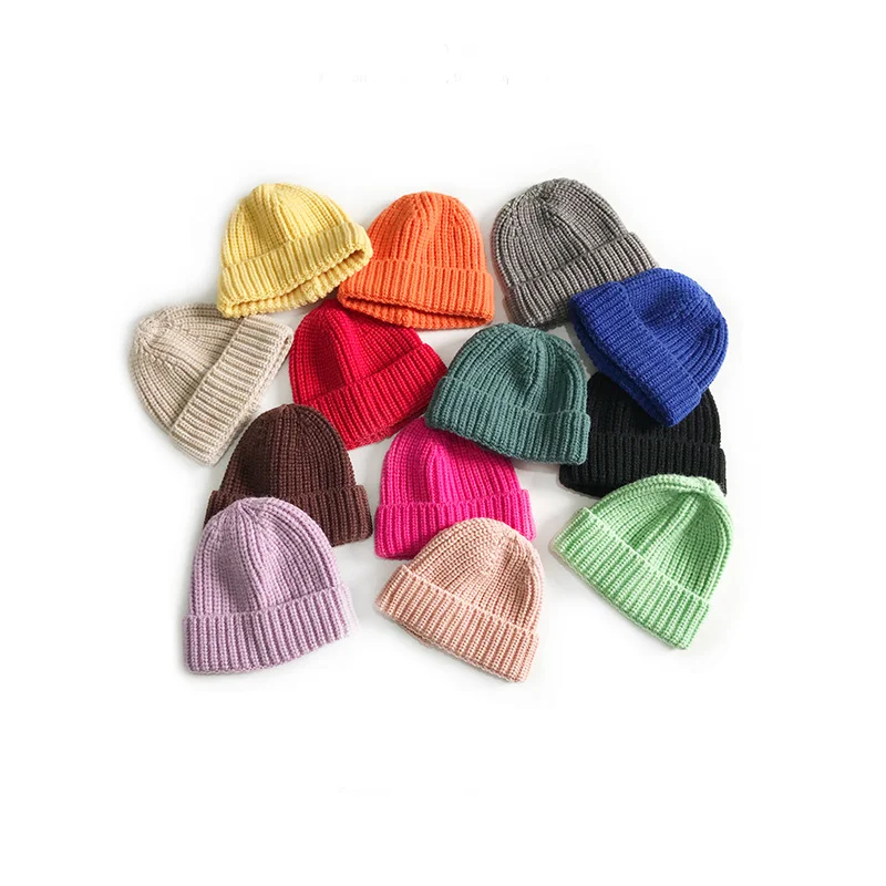 

Adult new autumn and winter monochrome simple hat warm cover wool knitted hat leisure dome cold hat fashion