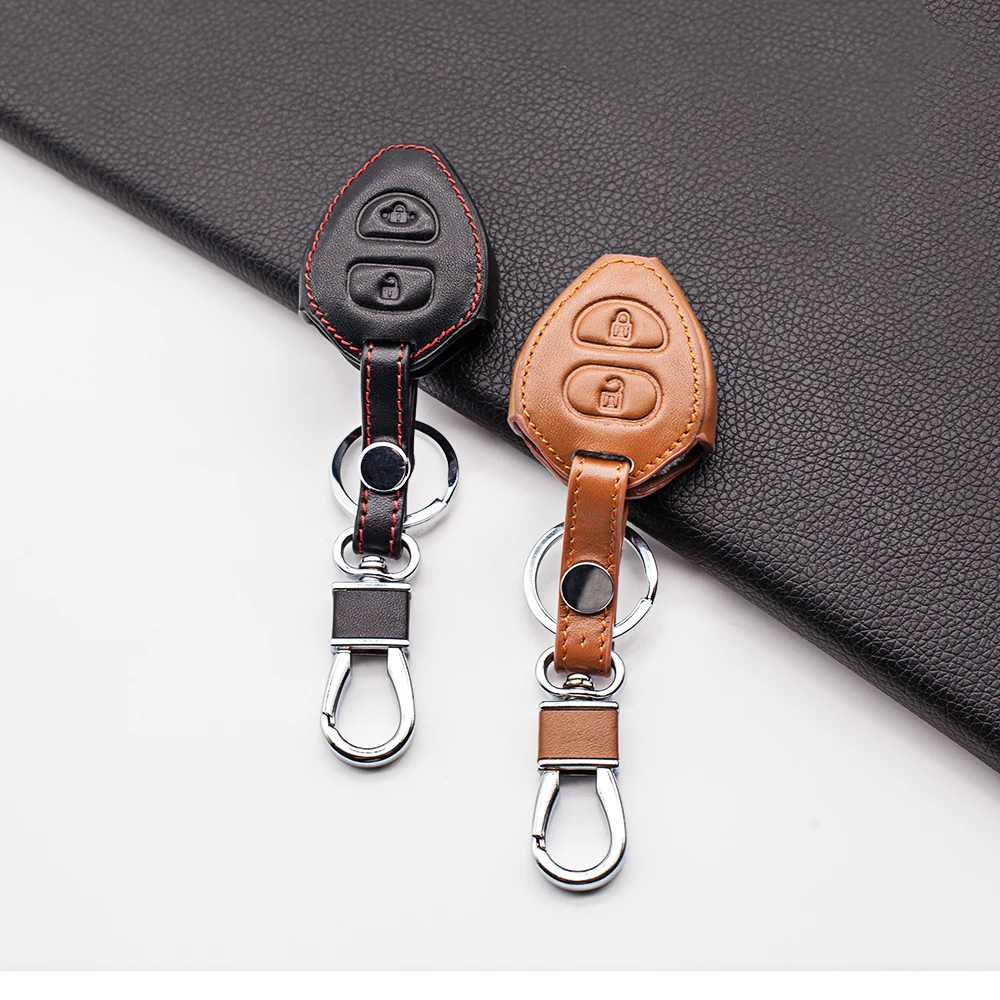 Hot Sale Carrying Leather Case For Toyota Corolla Rav4 Yaris Avensis / Prado Car Key Wallet 2 Buttons Remote Car Styling