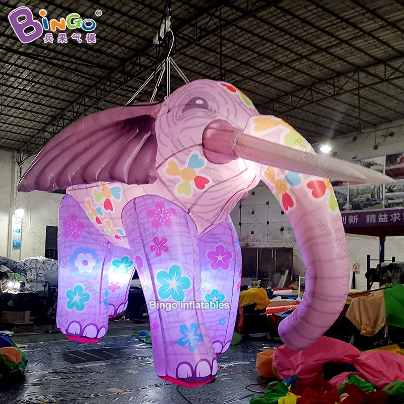 Exquisite 2.4x2.2x2M Inflatable Elephent with LED Lights for Stage Decoration / Hanging-dec Elephent Balloon for Display Toys