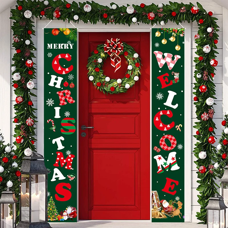 

New Christmas couplet door curtain Festival porch decoration flag banner home decoration products