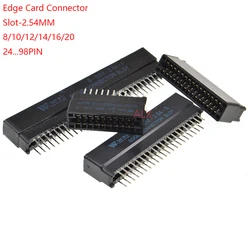 Fente de connecteur de carte de bord PCB or doigt, pas de 2.54mm, 8 broches, 10 broches, 12 broches, 16 broches, 18 broches, 20 broches, 28 broches, 30 broches, 36 broches, 40 broches, 50 broches, 60 broches, 72 broches, 80/98 broches, 5 pièces douille à travers les trous