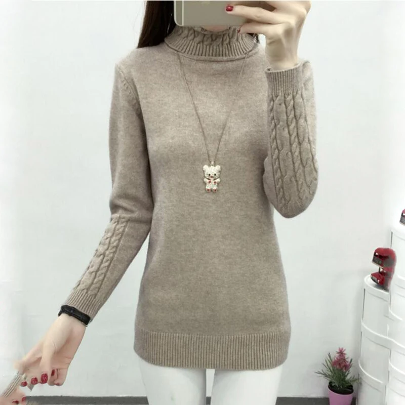 Autumn Winter Solid Cashmere Sweater Women Knitted Long Sleeve Turtleneck Sweaters Women Slim Fit Basic Pullovers 2024