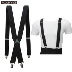 Solid Color Unisex Adult Suspenders Men 3.5cm Width Adjustable Elastic 4 Clips X Back Women Trousers Braces