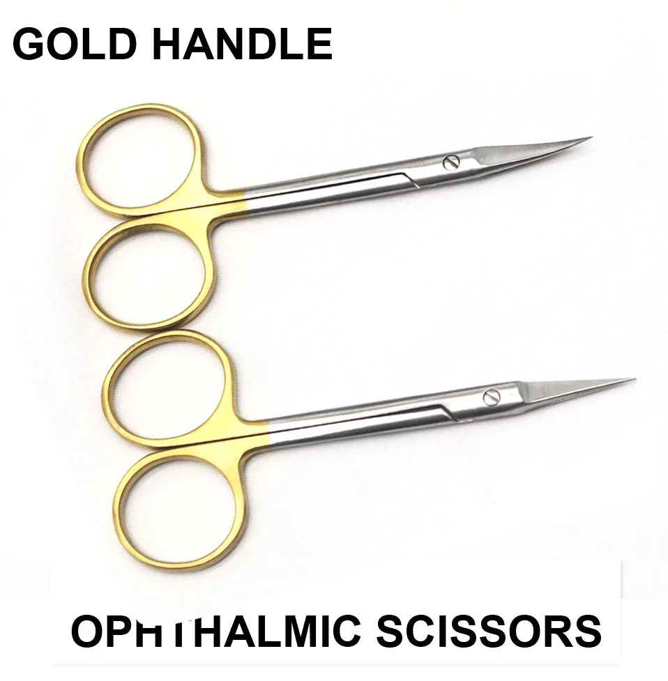 Double-eyelid scissors with gold handle 10cm stainless steel surgical instrument for ophthalmic surgery