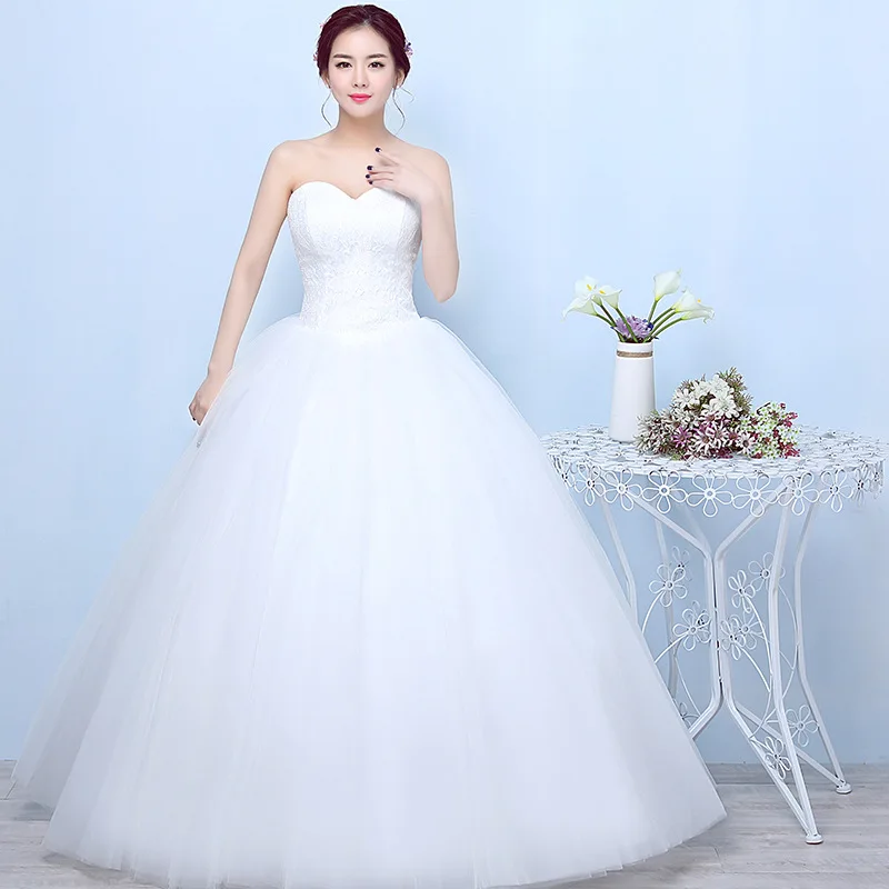 Customized Wedding Dress New Ball Gowns Embroidery Wedding Dresses Bride  Simple Large Size Lace Up Dresses