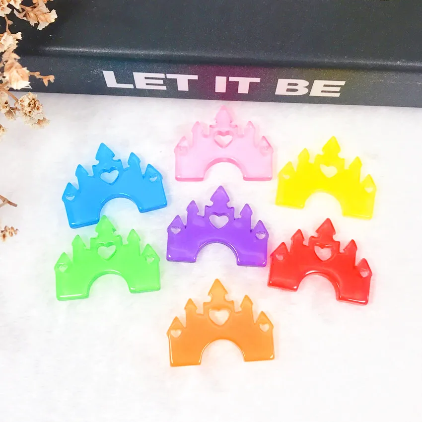 5pcs Castle Charms  Multicolor Flatback Resin For Necklace Keychain Pendant  DIY Making Accessories