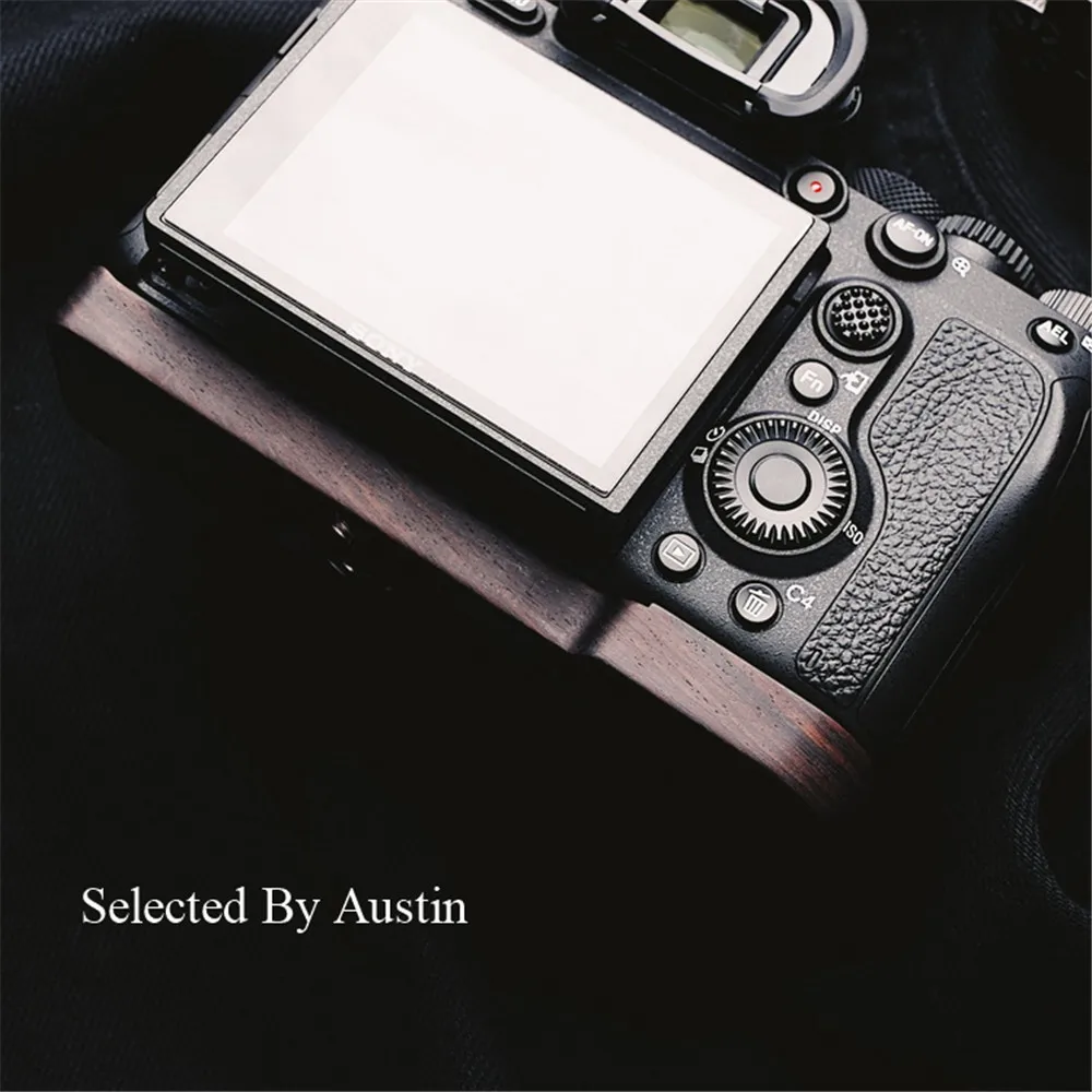 Soporte de placa de agarre manual de madera hecho a mano negro para Sony A7R4 a7R IV A7RM4 ILCE-7R IV A7R MKIV