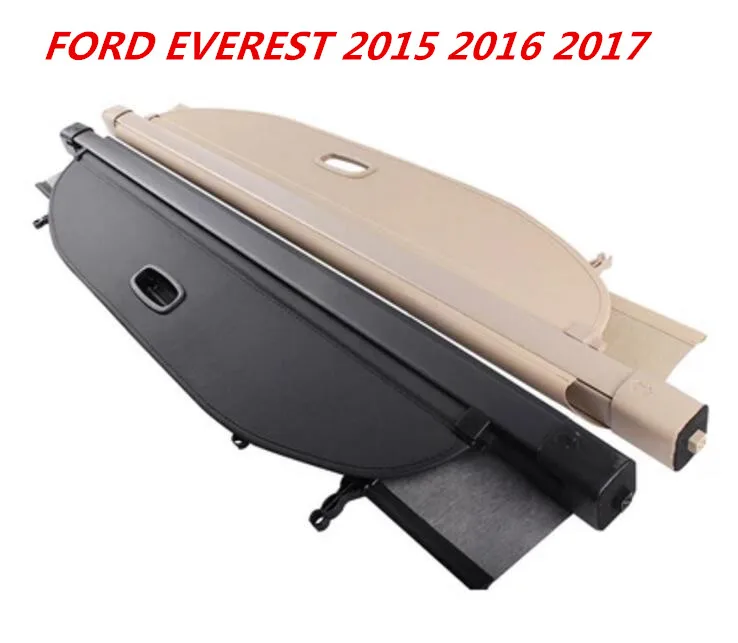 High quality Car Rear Trunk Security Shield Cargo Cover For FORD EVEREST 2015 2016 2017 (Black beige)