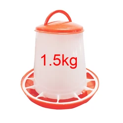 1 Pcs 1.5kg Chicken Duck Feeder Bucket Tool Plastic Food Feeder Chicken Chick Hen Poultry Lid Handle Feeding Watering Supplies