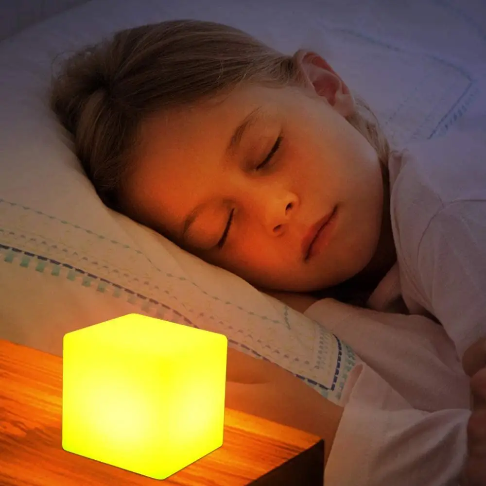 LED Square Night Light Cube Decorative Night Lamp RGB 16 Colors Desk Light for Children Bedroom Table Lamp  Christmas Gift