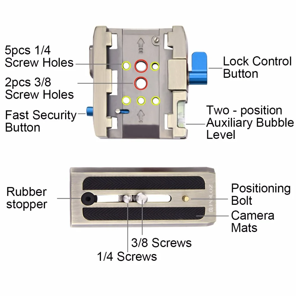 PULUZ Gimbal Quick Release Plate Clamp Adapter Tripod Head Quick Release Base Plate for DSLR Camera Stabilizer Slide Accessories