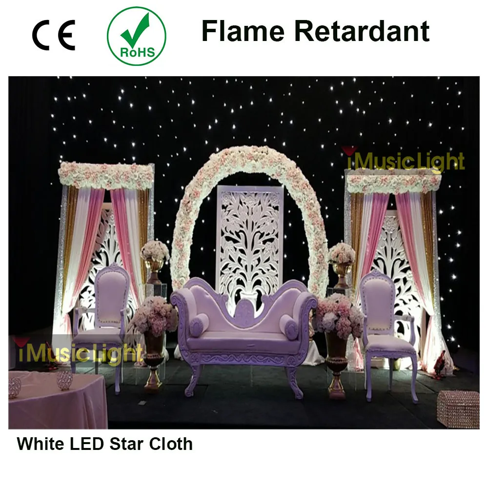 4 M x 12 M เปลวไฟสีขาว LED Star ผ้าฉากหลัง Starcloth ผ้าม่าน Theatre STAGE DMX ไฟ LED รวมกล่องควบคุม