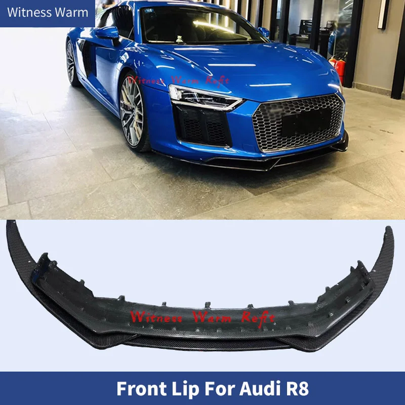 For Audi R8 2016 2017 2018 2019 FRP Carbon Fiber Front Bumper Lip Spoiler Chin Splitters Body Kits Car Styling