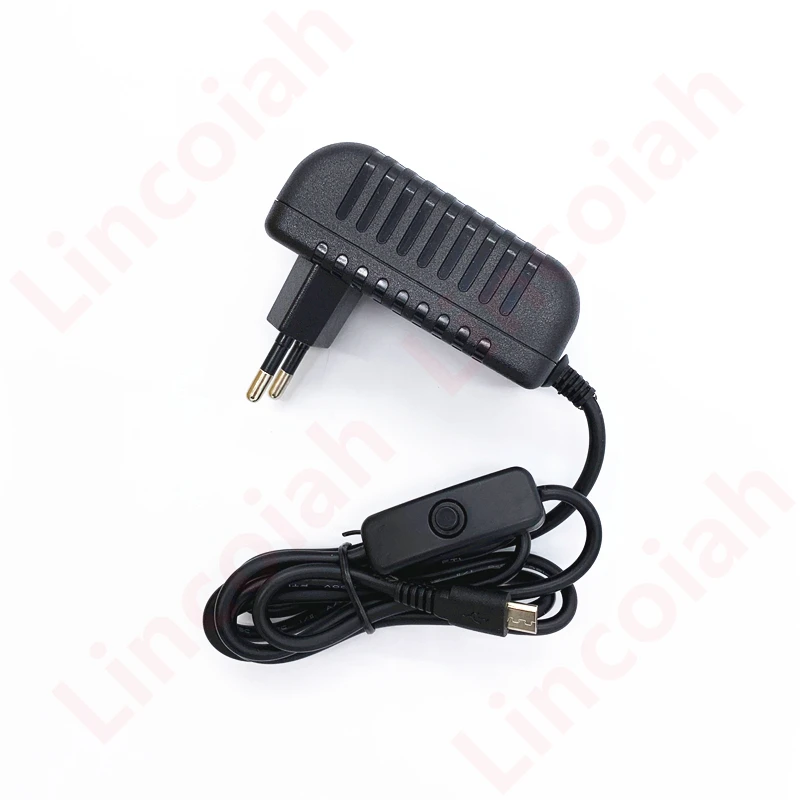 AC 100-240V DC 5 V 3A Tombol Sakelar Catu Daya Adaptor Pengisi Daya Port USB Mikro 5 V Volt untuk Raspberry Pi 3 Model B + Plus