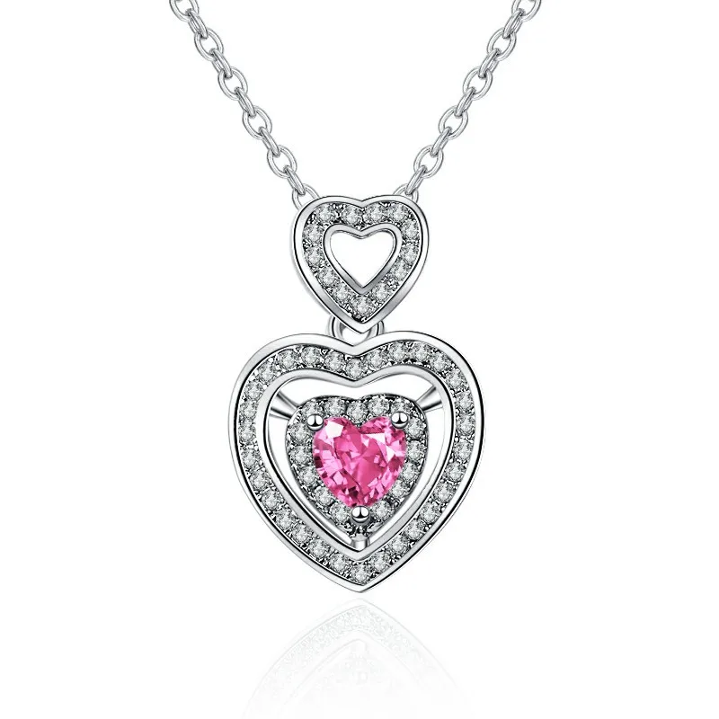 Korean Fashion Simple Heart-shaped Pendant Necklace Clavicle Chain Exquisite Zircon Pendant Sweet Romantic Girl Jewelry