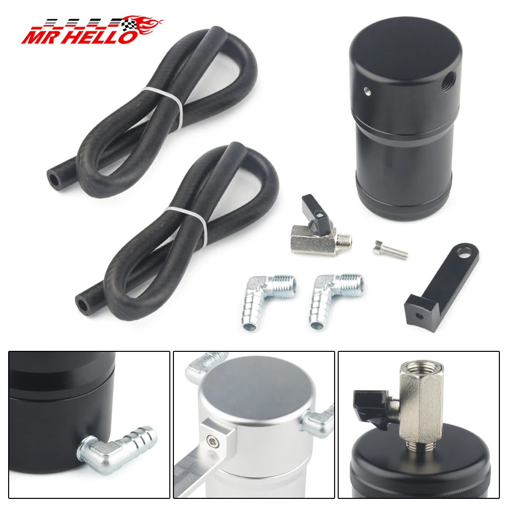 

For 04-on Ford F-150 3.7L 4.6L 5.0L 5.4L 6.2L Aluminum Billet Oil Catch Can With Baffle Plate For 12-on Jeep Wrangler JK3.6L