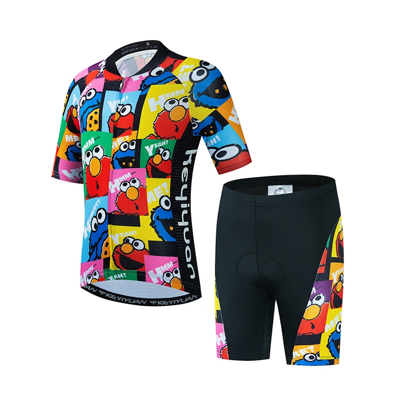 KEYIYUAN New Kids Cycling Jersey Set Boy Girls Bicycle Clothing Suit Summer manica corta Bike Clothes bambini Road Mtb Wear