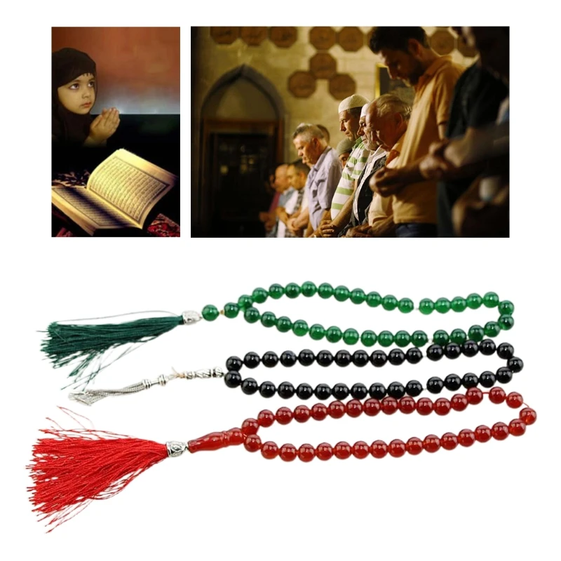 Muslim 12mm Tasbih 33 Beads Islam Prayer Rosary Islamic Religious Eid Ramadan Gift Round Beads with Tassel