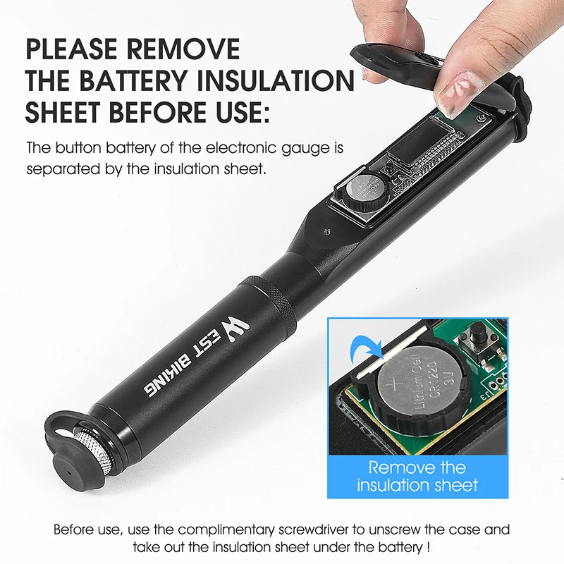 WEST BIKING Portable Bike Pump High Pressure Digital Gauge Hose MTB Road Bicycle Pump Schrader Presta Valve Cycling Hand Pump