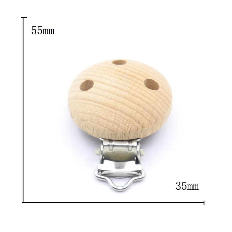 KWD 5pcs Dummy Clip Natural Wood Beech Wood Pacifier Clip Unfinished Non-toxic Nipple Holder Diy Pacifier Clips Chain