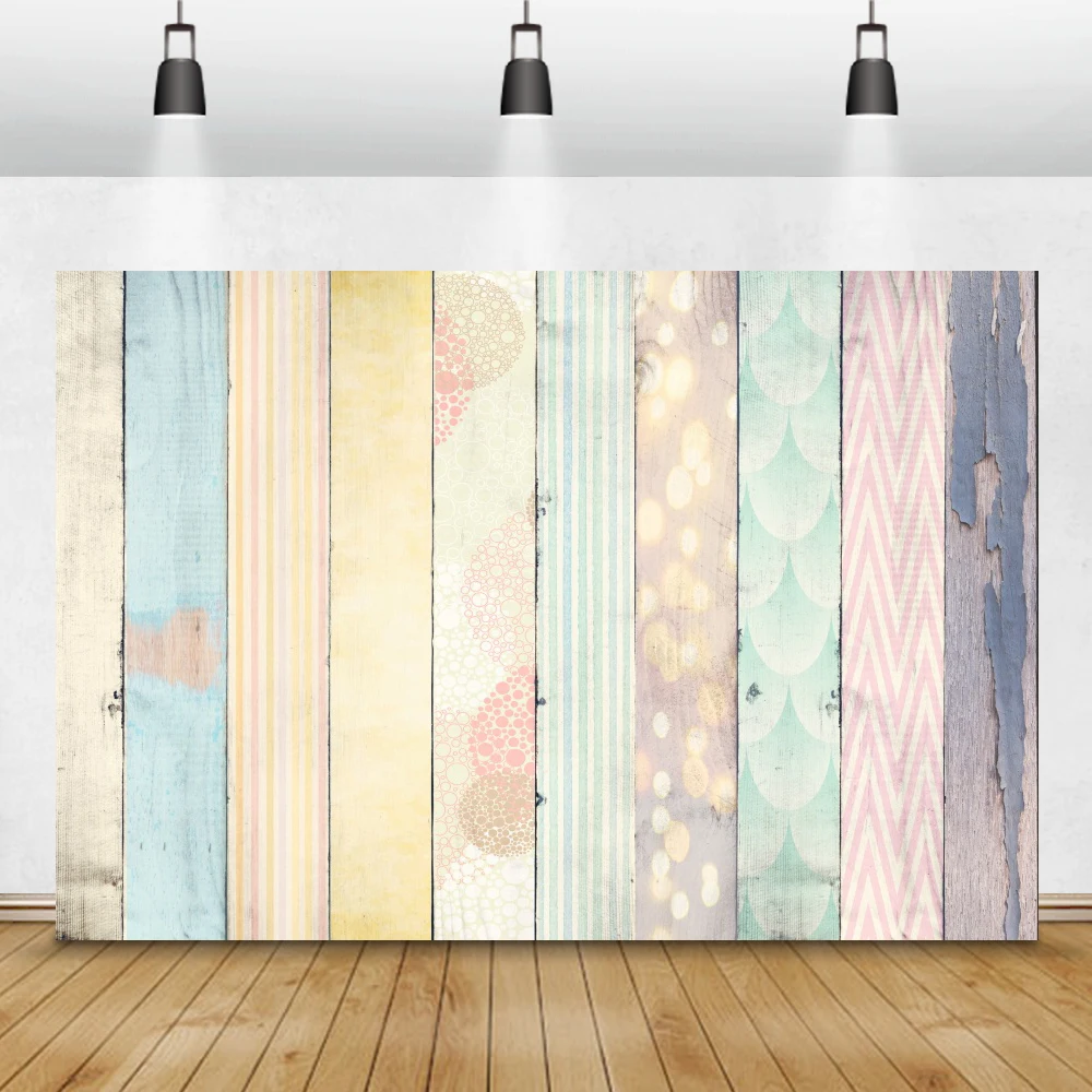 Vinyl Wood Backgrounds For Photography Colorful Hardwood Planks Baby Pet Doll Food Portrait Party Photo Backdrop For Photo Shoot image 2