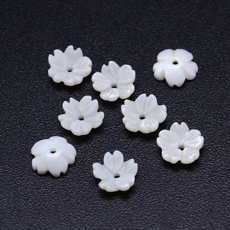 

10pcs 5-Petal Flower Bead Natural Freshwater Shell Beads 8x3mm For Craft DIY Jewelry Making