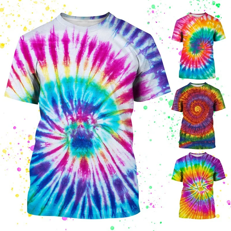 Colorful Tie-dye Pattern Printing 3DT Shirt Men's Unisex Fashion Round Neck T-shirt