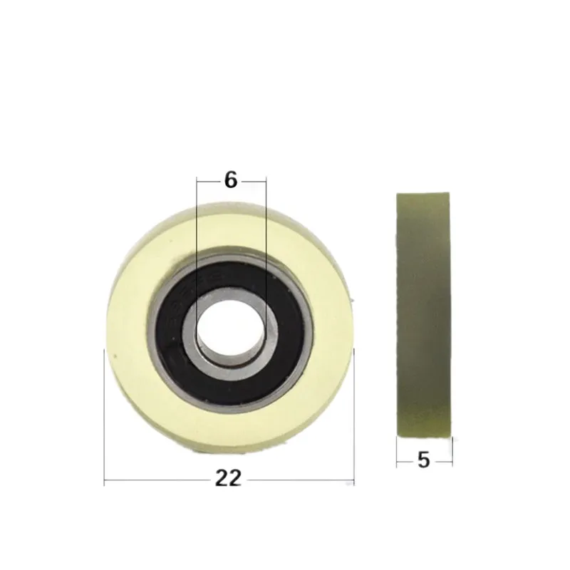 10pcs/50pcs 6*22*5mm Silent Guide Wheel Of Conveyor Belt Polyurethane PU 696 696RS Roller Bearing Friction Pulley 6x22x5mm