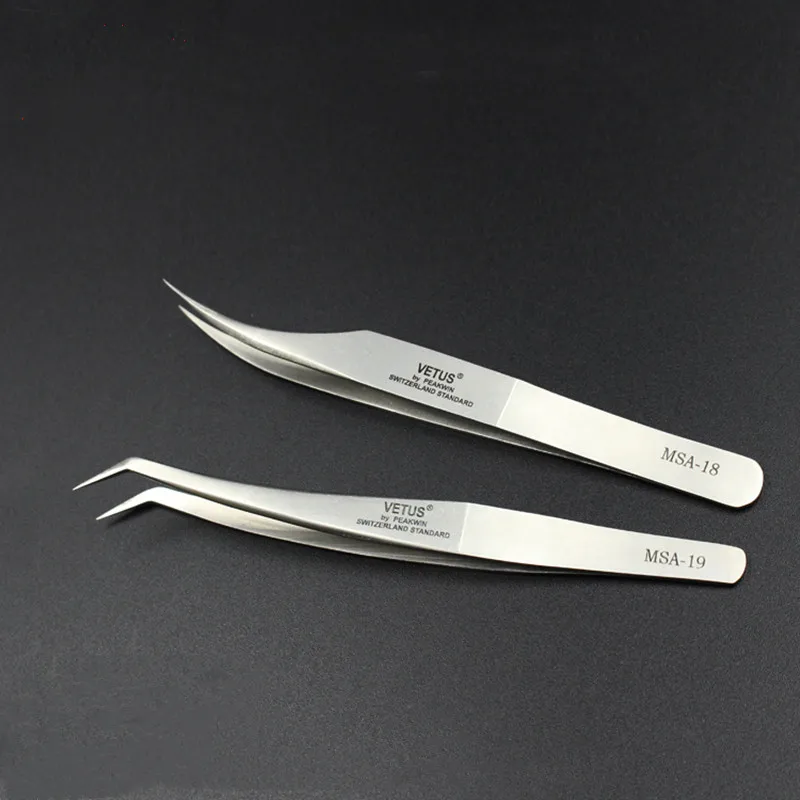 VETUS MSA18 MSA19 High Precision Stainless Steel Gold Feather Tweezers And Dolphin Tweezers For Mobile Phone Repair Tools