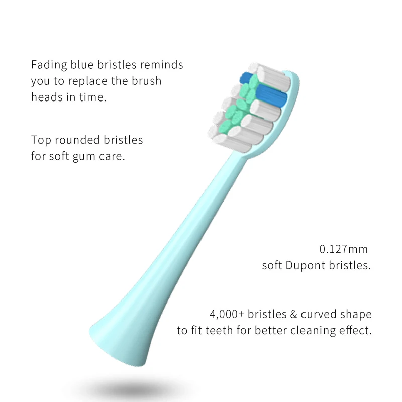 Testina di ricambio per Seago S2 S5 YUNCHI Y7 spazzolino elettrico sonico setole morbide sostituibili per spazzolino da denti 4 pezzi