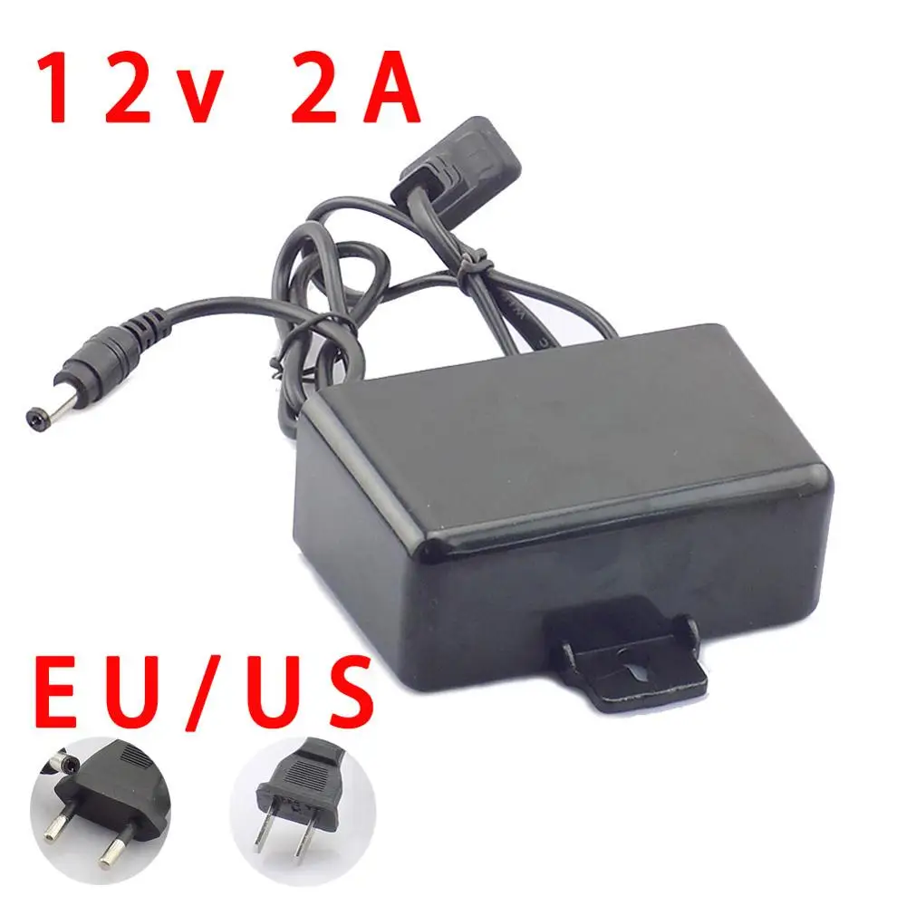 

AC DC 12V 2A 2000ma CCTV Camera Power Supply Adaptor Outdoor Waterproof Adapter Charger EU US Plug for CCTV Video Camera