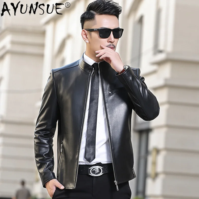 Men's New Genuine Sheepskin Leather Jacket Men Clothing Autumn Coat Male Korean Style Clothes Ropa Hombre LXR966