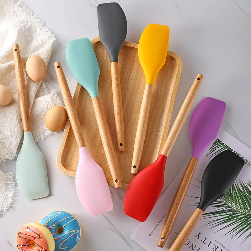 Raspador de cozimento de creme antiaderente, espátula de silicone para manteiga, cortador de chocolate, espátula de madeira mais suave, resistente ao calor, ferramenta de bolo de cozinha