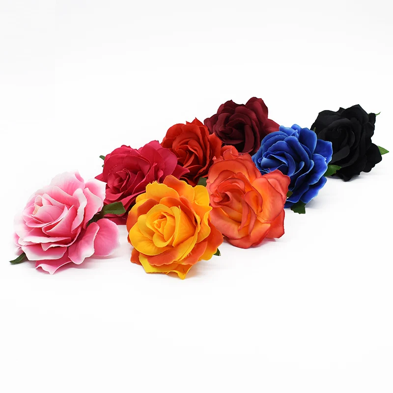 100pcs Silk rose heads Wedding holiday supplies Decorative flowers wreaths Candy box Brooch Headwear Home decoration fake flower