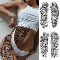 Large Arm Sleeve Tattoo Snake Medusa Waterproof Temporary Tattoo Sticker Poseidon Shark Aquaman Trident Body Art Full Fake Tatoo