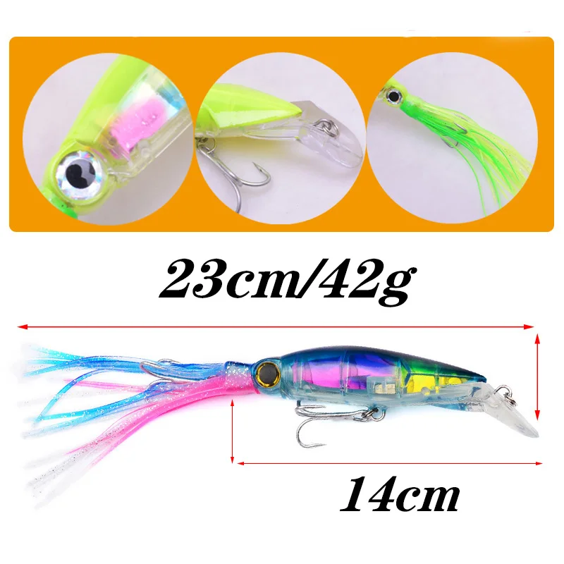 1PCS Sea Fishing Lure 42g Squid Hard Bait High Carbon Steel Hook Octopus Crank for Artificial Tuna Grouper Allure Fishing Tackle