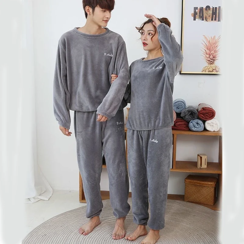 Winter Warm Pajamas Set Thick Coral Velvet Women\'s Long-sleeved Velvet Sets For Outer Wear Clothes Large-size Home Sleepwear