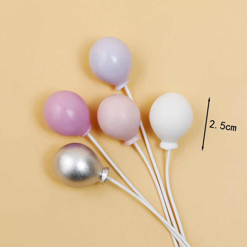 Cake decoration plug-in high-grade gold silver yellow blue purple pink ball love cake furnishings baking round ball Cake Topper