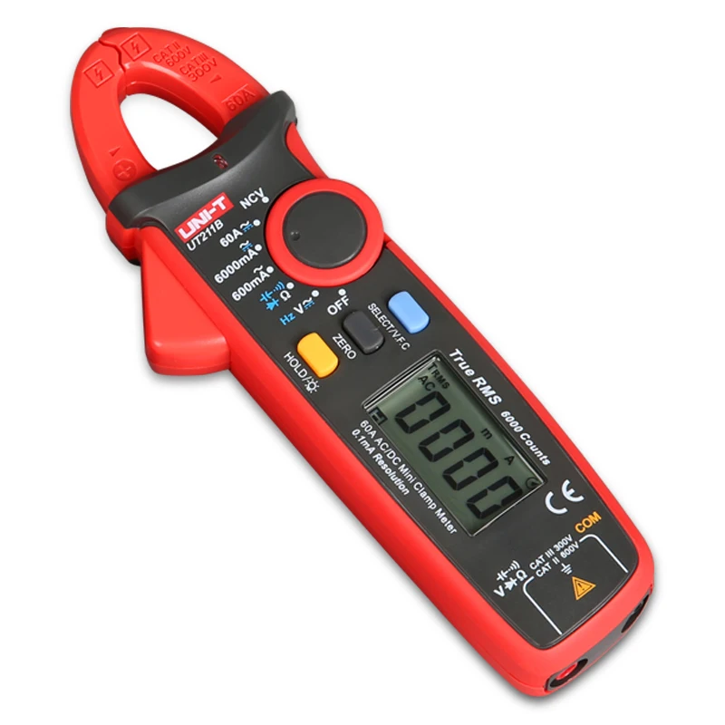 UNI-T Mini Digital Clamp Meter UT211B Auto True RMS 60A AC DC Current Pliers Ammeter Voltmeter Zero Mode Capacitance Measurement